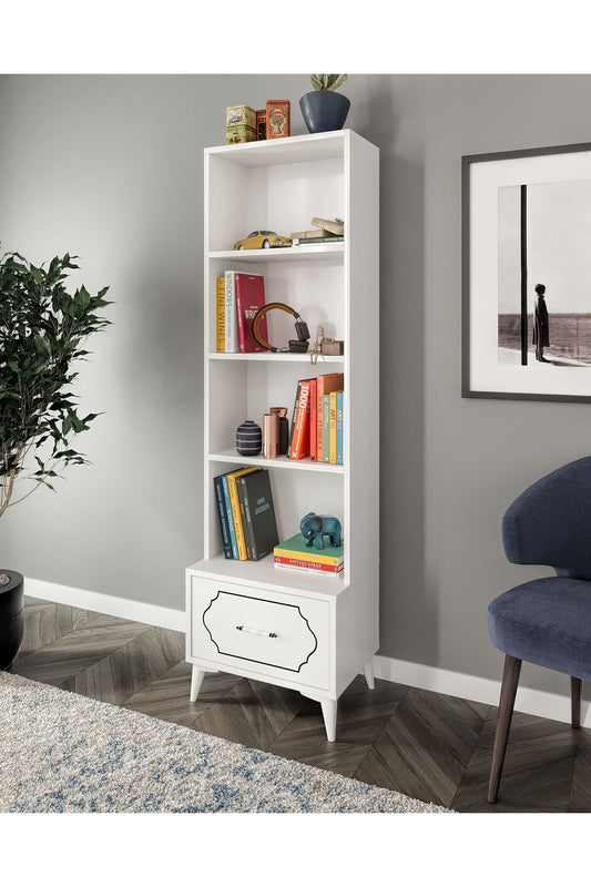 Hayal Modern Çekmeceli MDF Kitaplık Beyaz - Tamamı 1. Kalite Mdf