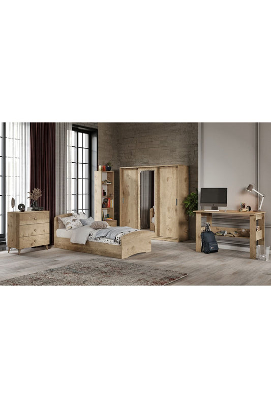 Samira Modern Genç Odası Takımı Meşe - 5 Parçalı Ve Tamamı 1. Kalite Mdf