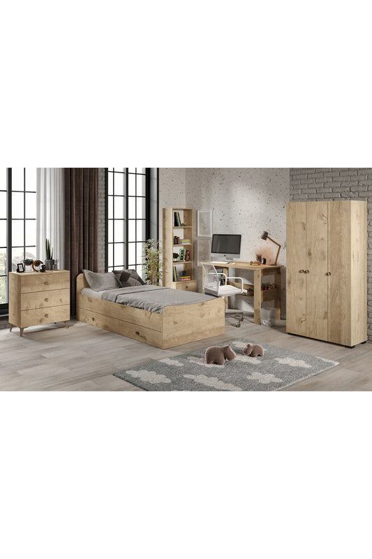 Selen Çocuk Odası Takımı Meşe - 5 Parçalı Tamamı 1. Kalite Mdf