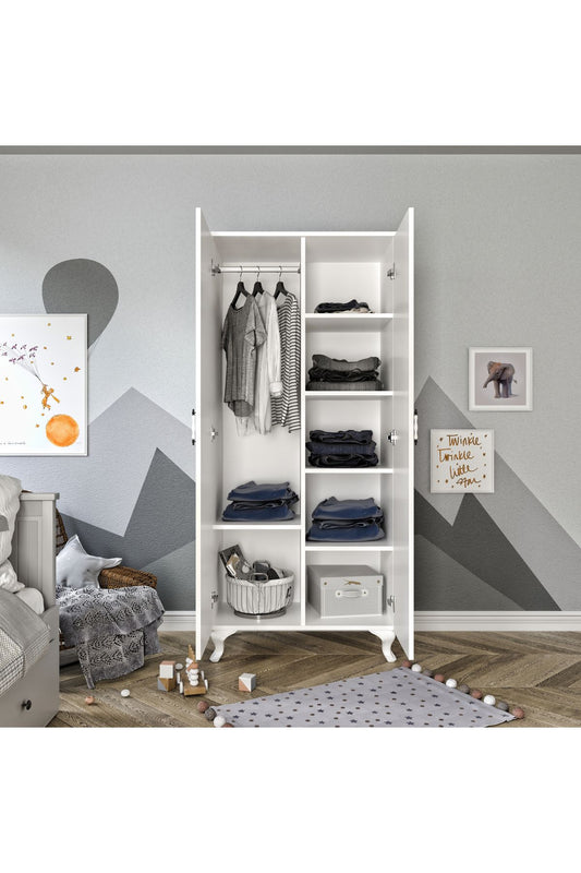 Stil 2 Kapaklı Modern Desenli Gardırop, Elbise Dolabı - Tamamı 1. Kalite Mdf