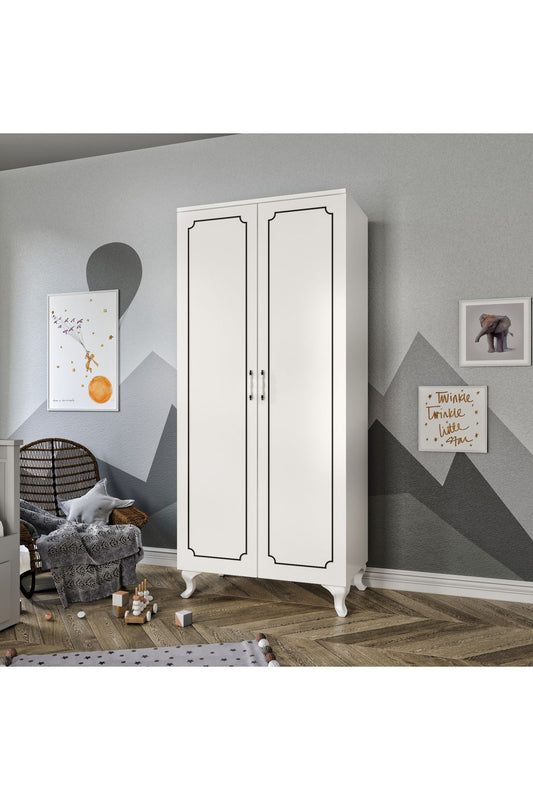 Stil 2 Kapaklı Modern Desenli Gardırop, Elbise Dolabı - Tamamı 1. Kalite Mdf
