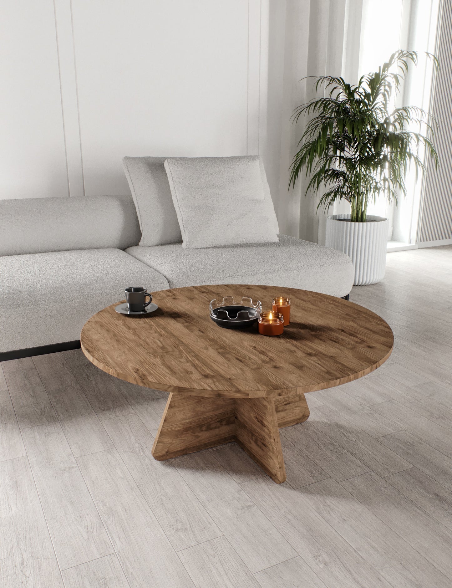 KZNMOB HOME Mush 90cm orta Sehpa - Beyaz, Ceviz, Meşe, Traverten Desenli Tamamı MDF