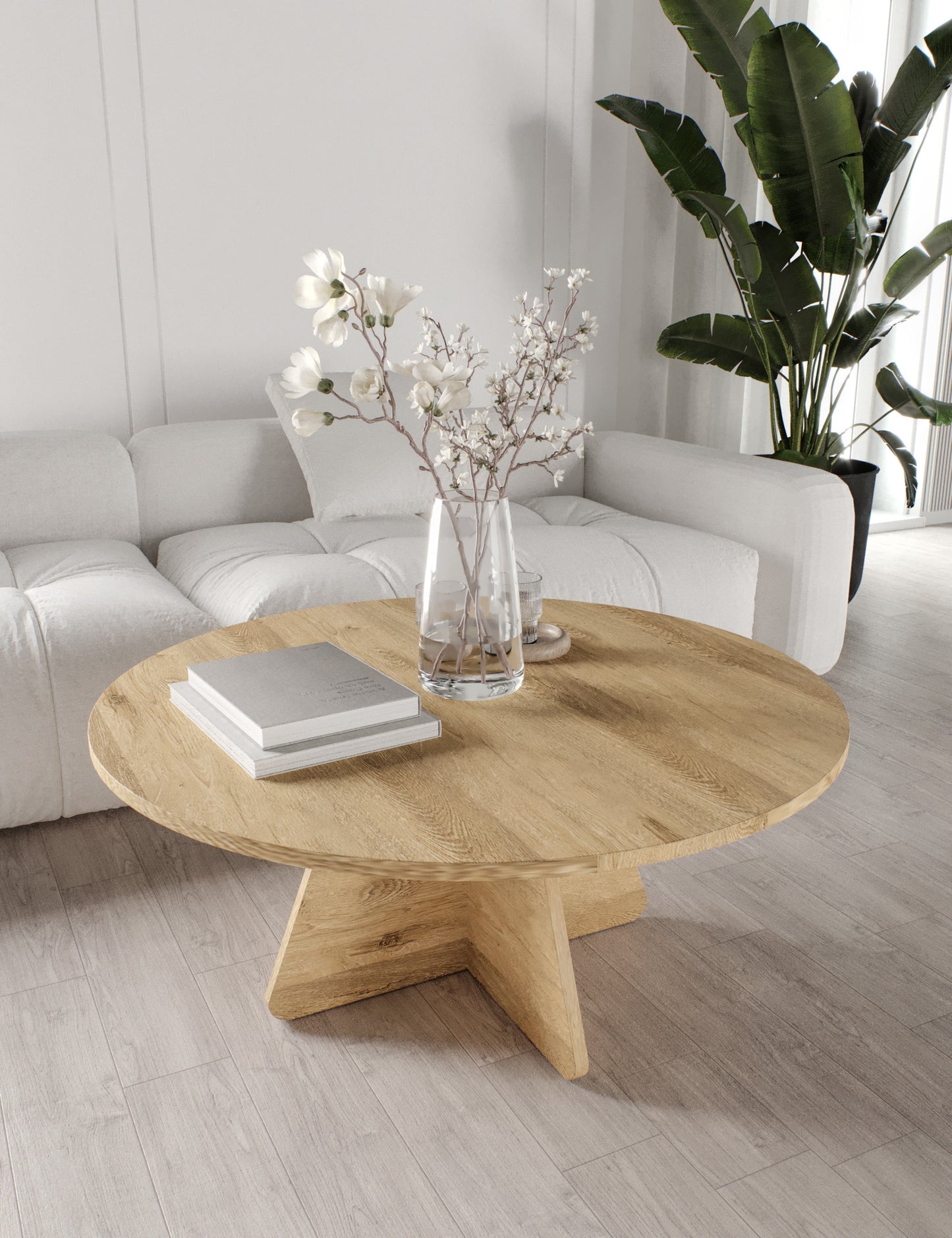 KZNMOB HOME Mush 90cm orta Sehpa - Beyaz, Ceviz, Meşe, Traverten Desenli Tamamı MDF