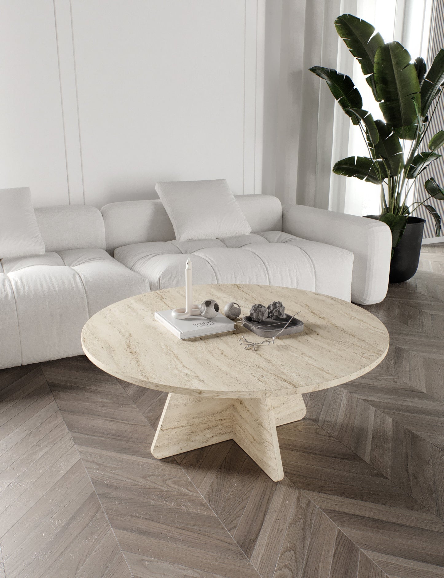 KZNMOB HOME Mush 90cm orta Sehpa - Beyaz, Ceviz, Meşe, Traverten Desenli Tamamı MDF