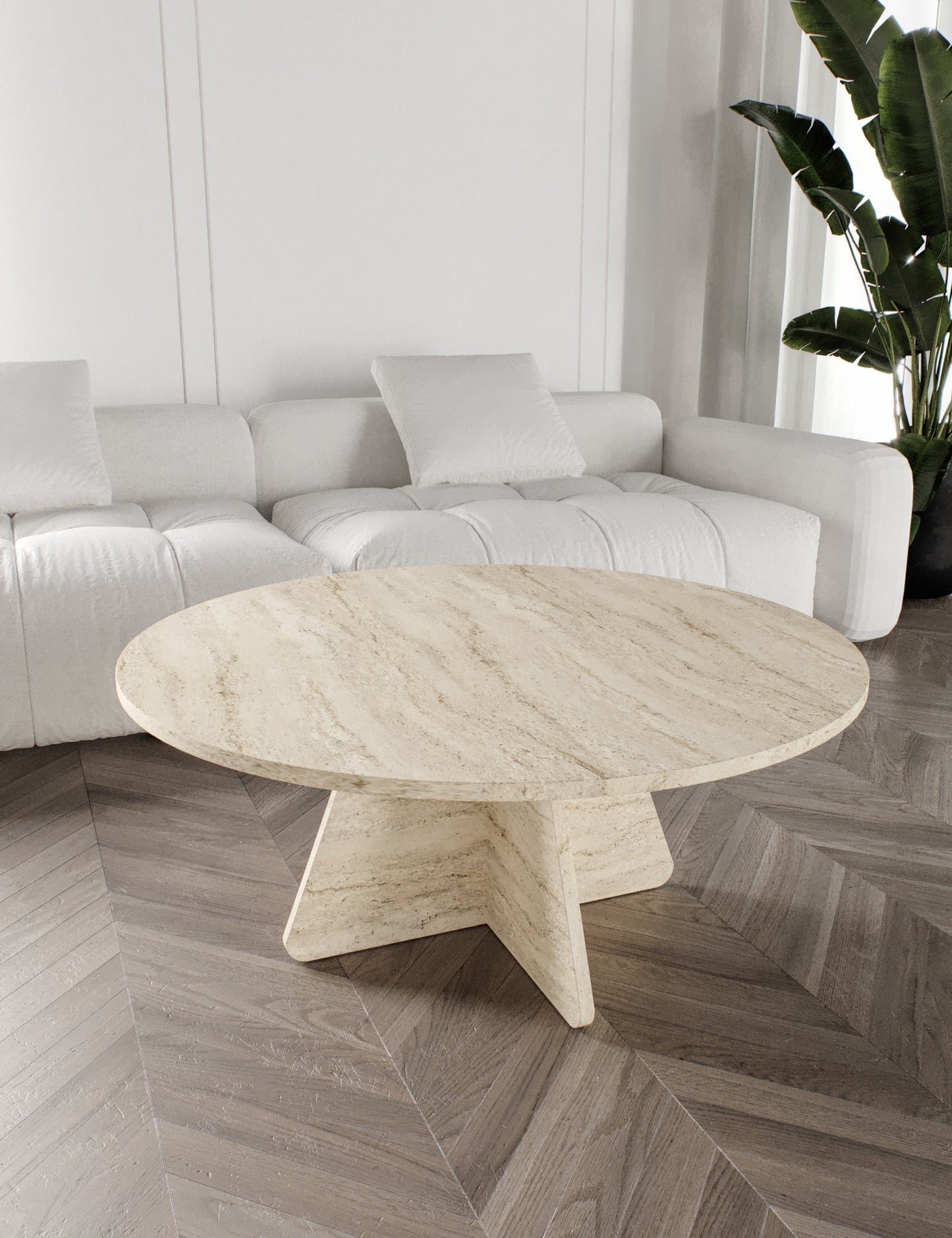 KZNMOB HOME Mush 90cm orta Sehpa - Beyaz, Ceviz, Meşe, Traverten Desenli Tamamı MDF