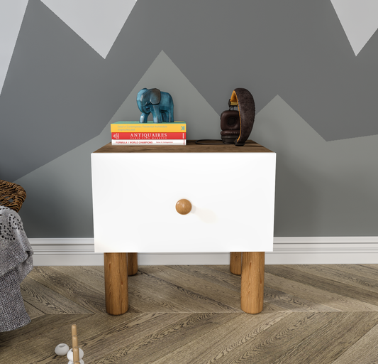 KZNMOB HOME Bohem Komodin Beyaz-Ceviz - Tamamı MDF