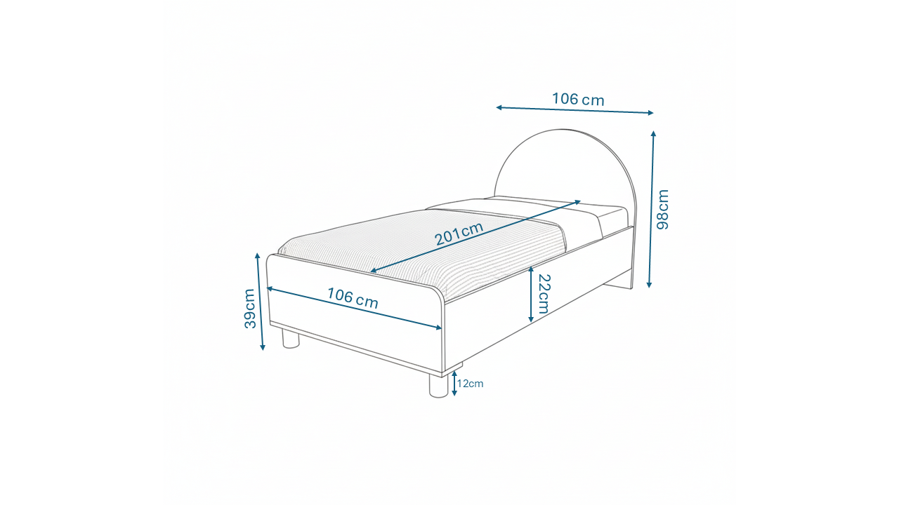 KZNMOB HOME Tek Kişilik Bohem Tarzda Karyola Beyaz - Tamamı 1. Kalite MDF