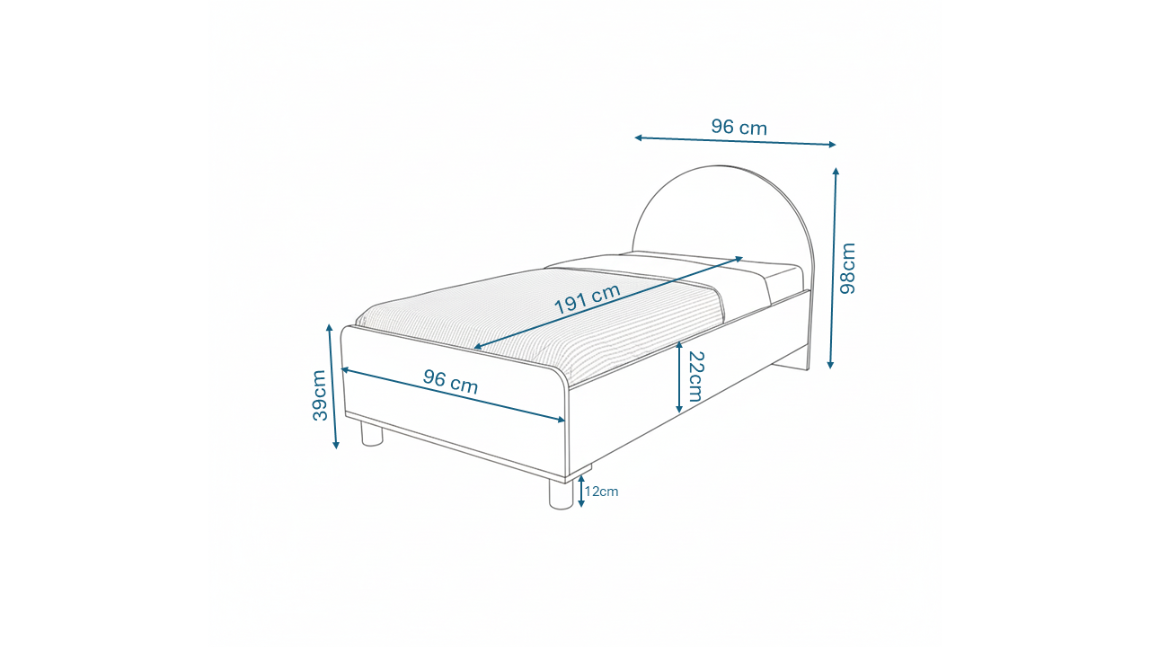 KZNMOB HOME Tek Kişilik Bohem Tarzda Karyola Beyaz - Tamamı 1. Kalite MDF