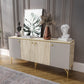 KZNMOB HOME Traverten Çok Amaçlı Modern Konsol, 4 Kapaklı 160cm Mermer Desenli Konsol - Tamamı MDF