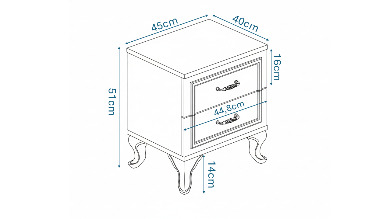 KZNMOB HOME Kartopu 2 Çekmeceli Country Komodin - Tamamı 1. Kalite MDFLAM