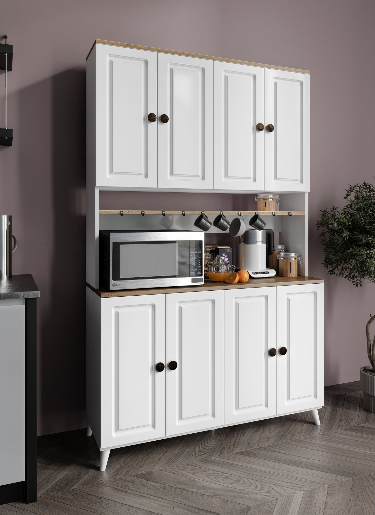 KZNMOB HOME Stella Membran Kapaklı Kahve Köşesi Dolabı, Mutfak Dolabı, Kiler Dolabı, Erzak Dolabı - Tamamı MDF