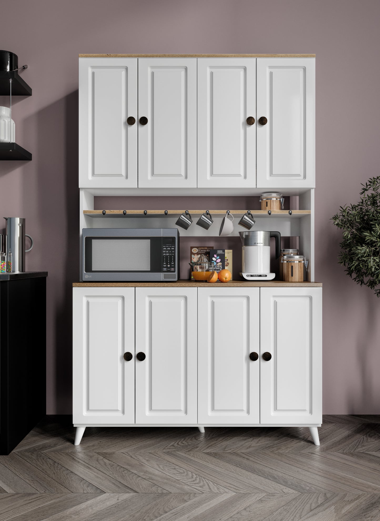 KZNMOB HOME Stella Membran Kapaklı Kahve Köşesi Dolabı, Mutfak Dolabı, Kiler Dolabı, Erzak Dolabı - Tamamı MDF