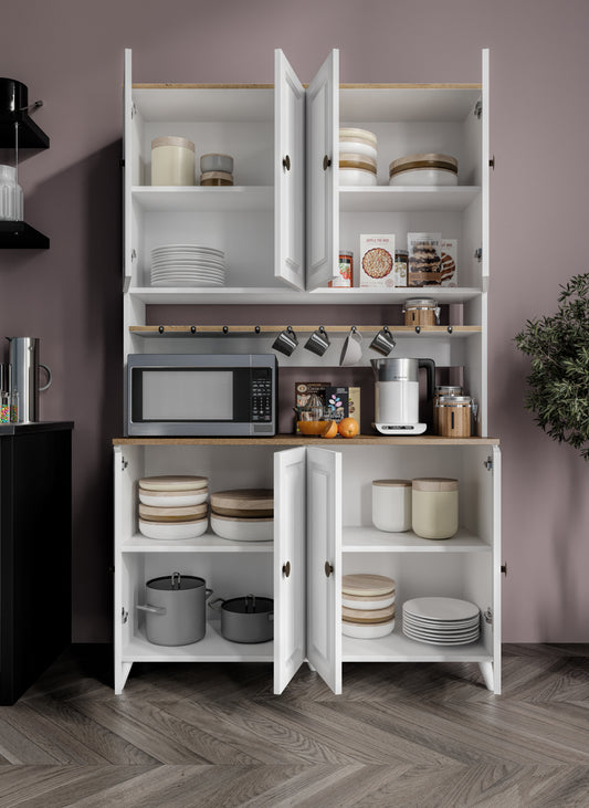 KZNMOB HOME Stella Membran Kapaklı Kahve Köşesi Dolabı, Mutfak Dolabı, Kiler Dolabı, Erzak Dolabı - Tamamı MDF