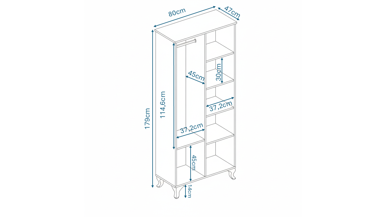KZNMOB HOME Stil 2 Kapaklı Modern Desenli Gardırop, Elbise Dolabı - Tamamı 1. Kalite Mdf