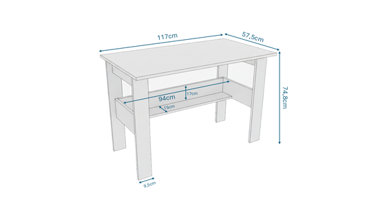 KZNMOB HOME Study Raflı Çalışma Masası Bilgisayar Masası Ofis Masası Beyaz - Tamamı 1. Kalite Mdf